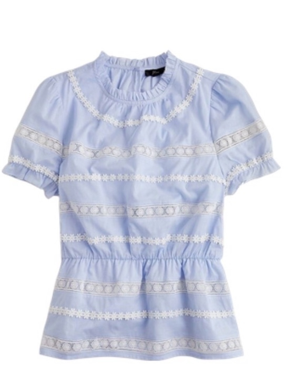 J. Crew Light Blue Lace-Trim Peplum Blouse
